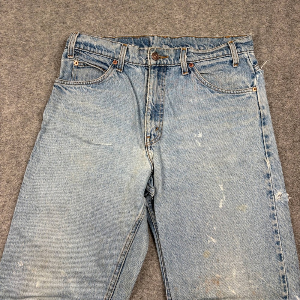 80s Levis 550 Jeans Mens 34x30 Relaxed Fit Tapered Light Wash Painter Distressed